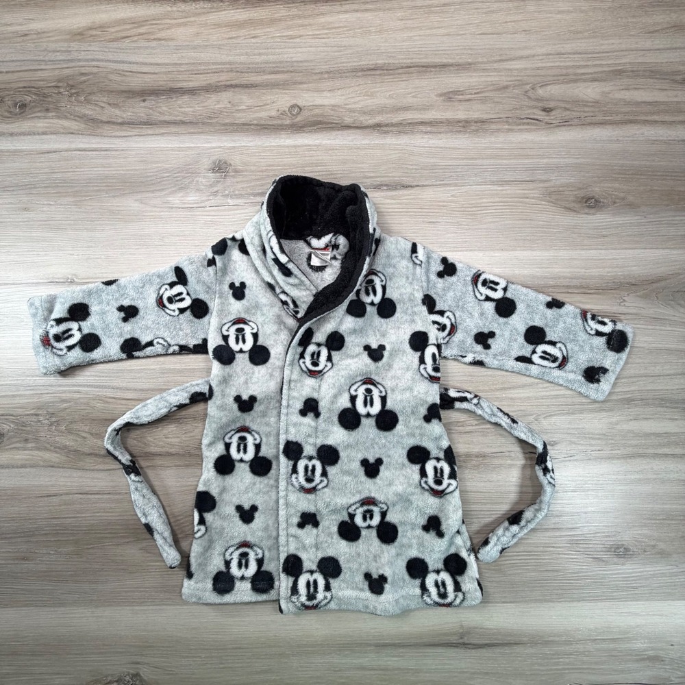 Kids Disney Mickey Mouse Fleece Robe Pajamas Sleepwear Loungewear Size 2T/3T